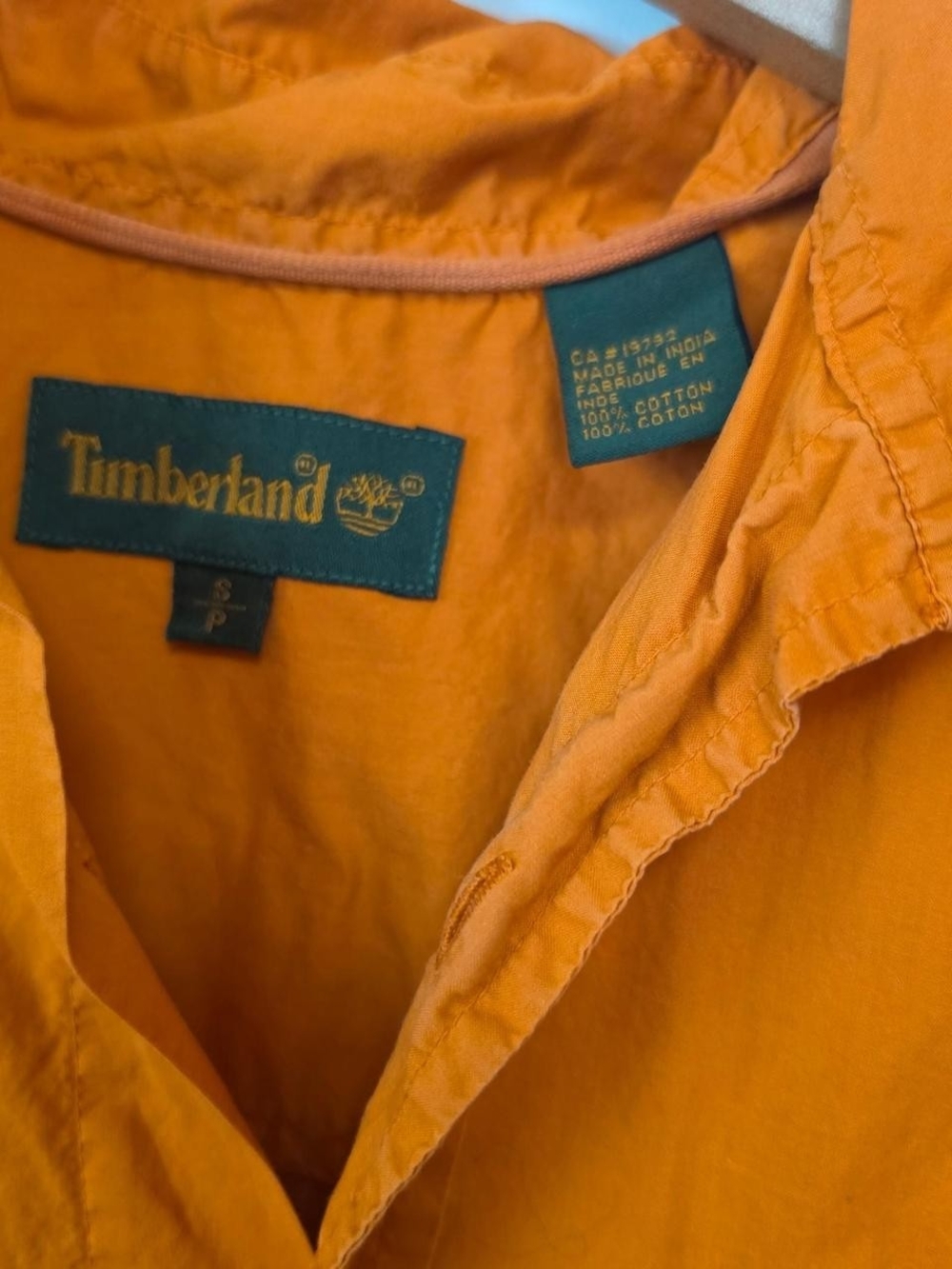 90s Vintage Orange Timberland Button Down Short Sleeve Top Size S - Picture 3 of 3